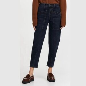 Veronica Beard Charlie Barrel Leg High Rise  in Dark Ink 30‎